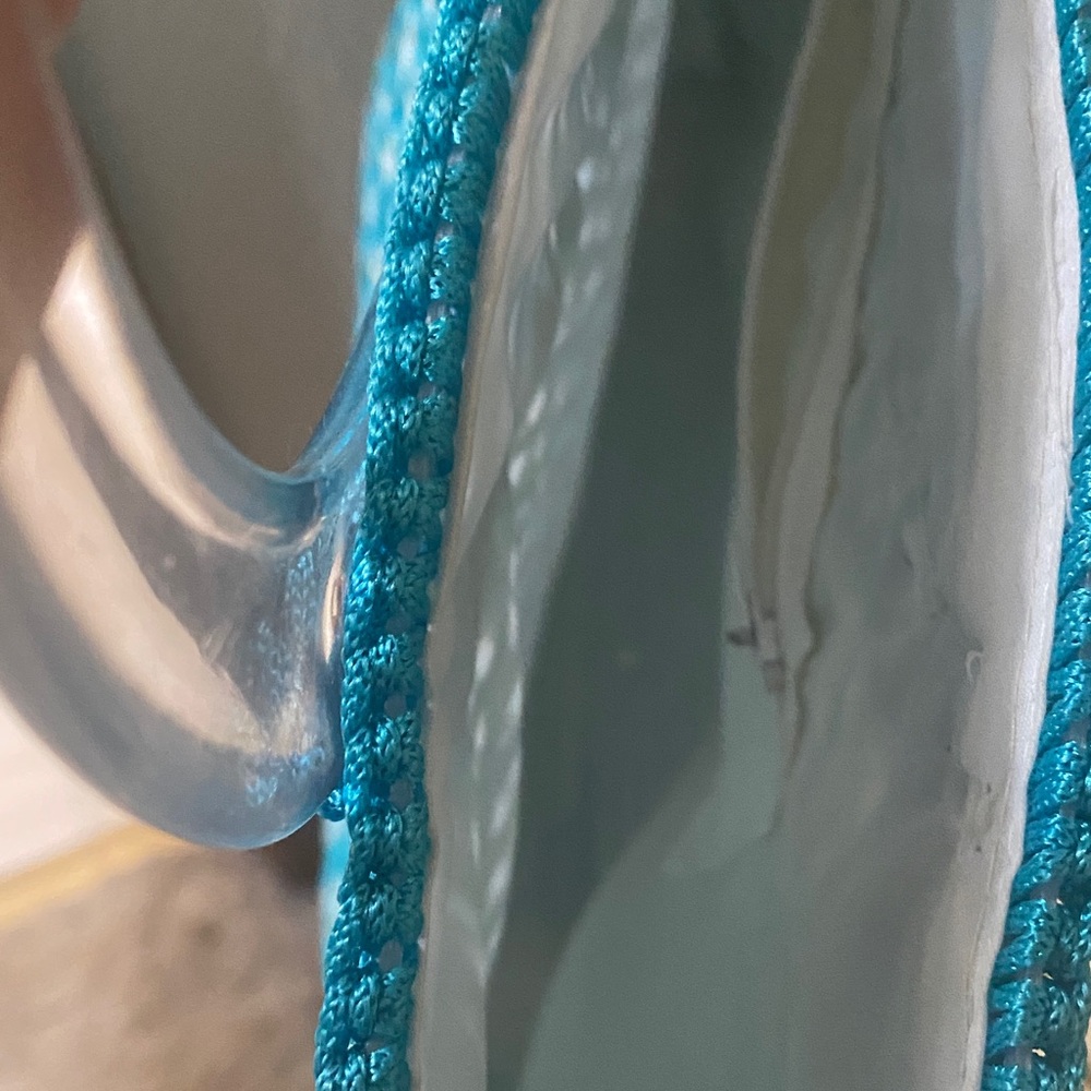 Vintage- Blue Woven Tote Bag with Clear Handles - - Picture 12 of 12
